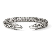 Spear 50 Silver 0.25cttw Treated Black Diamond Pave 8.9mm Flex Cuff by John Hardy