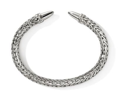 Spear 50 Silver 0.25cttw Treated Black Diamond Pave 8.9mm Flex Cuff by John Hardy