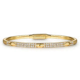 14K Yellow Gold Diamond Bangle with Pyramid Rhombus Stations