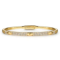 14K Yellow Gold Diamond Bangle with Pyramid Rhombus Stations