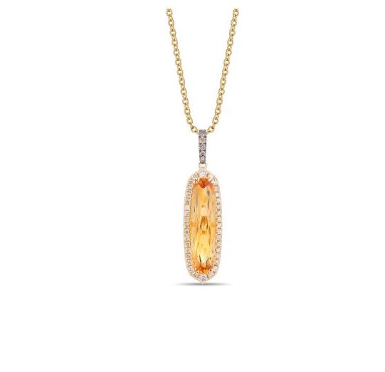14K Honey Gold 0.31cttw Nude & Choc Diamond & 2.60ct Cinnamon Citrine Pendant by LeVian