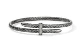 Spear Silver 0.16cttw Diamond Pave Bypass 4mm Flex Cuff with Black Rhodium Sz M by John Hardy