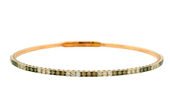 14K Rose Gold 0.53cttw Diamond & 0.49cttw Brown Diamond Bangle