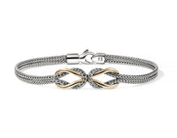 Love Knot Infinite 14K Gold & Silver Station 3.6mm Double Row Bracelet Sz M by John Hardy