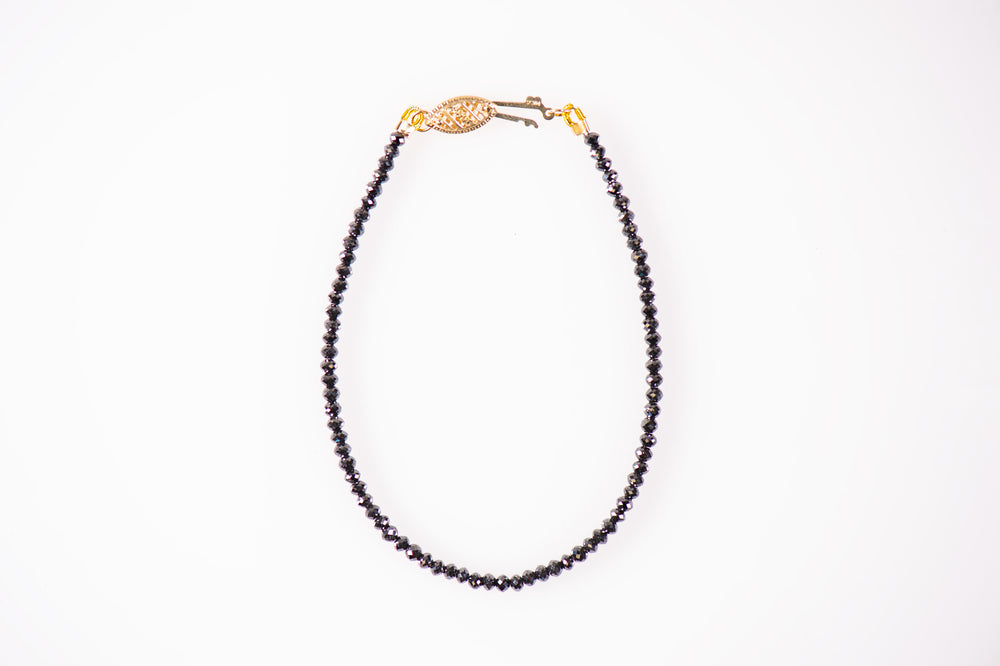 14K Yellow Gold 10.14cttw Black Diamond Bead Bracelets 7"