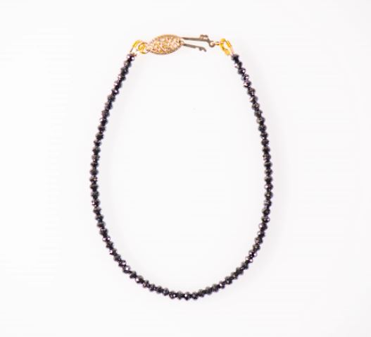 14K Yellow Gold 10.86cttw Black Diamond Bead Bracelet 7"