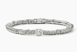 JH Lovestruck Heishi Silver Oval 1.0ct LAB GROWN Diamond with 4mm Rondel Bracelet Sz L