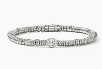 JH Lovestruck Heishi Silver Oval 1.0ct LAB GROWN Diamond with 4mm Rondel Bracelet Sz L