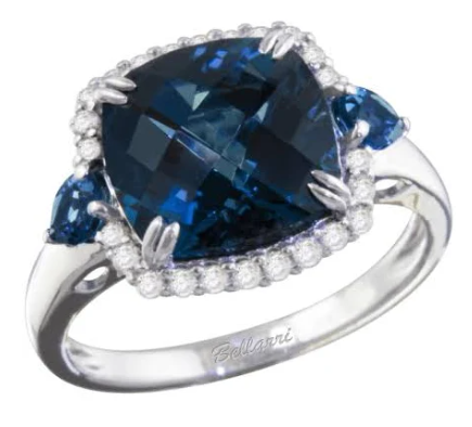 London Blue Topaz and Diamond Ring by Bellarri