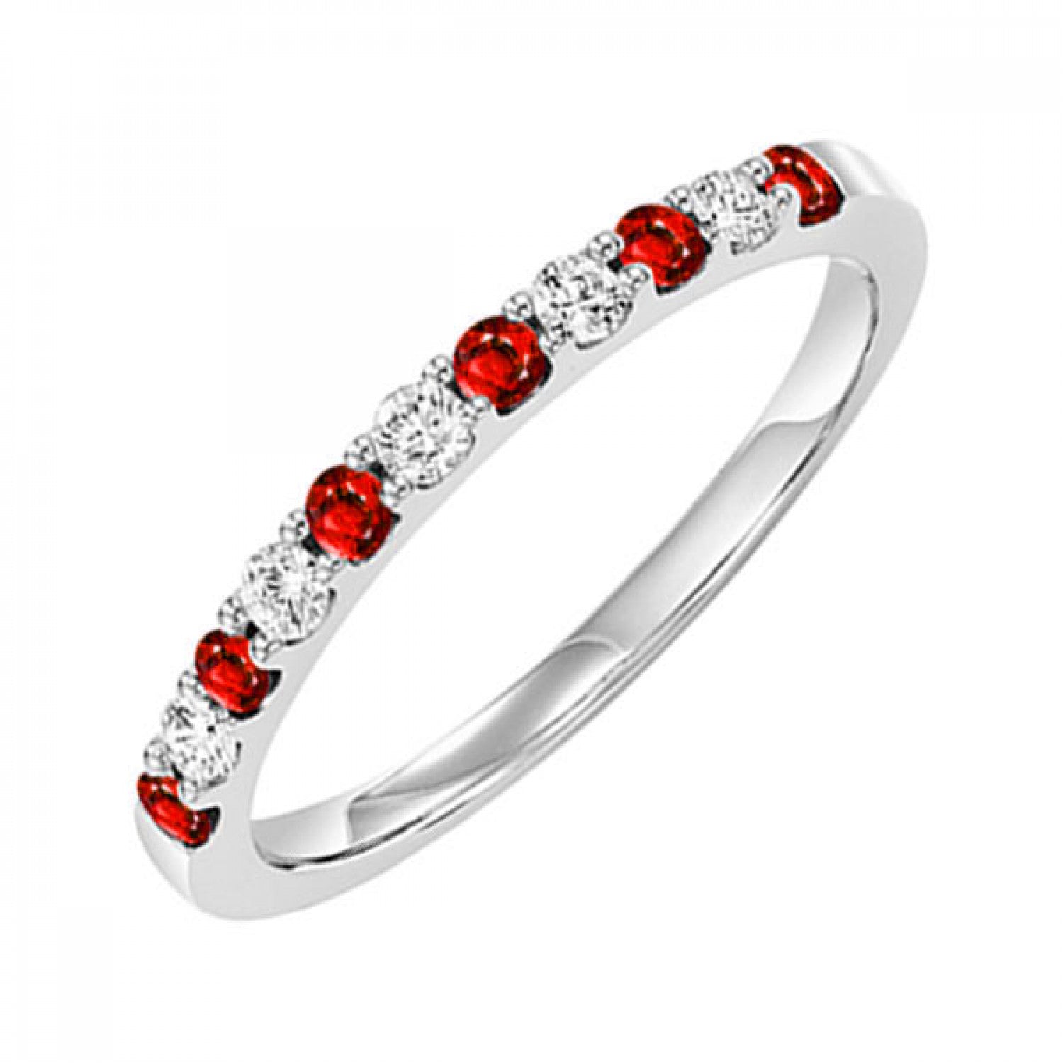 10K White Gold 0.20cttw Ruby & 0.20cttw Diamond Stackable Band