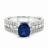 14K White Gold 1.55ct Sapphire & 1.28cttw Diamond Ring