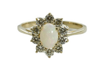 14K Yellow Gold 0.50ct Opal & 0.75cttw SI1 G-H Diamond Ring