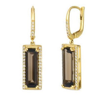 14K Honey Gold 4.60cttw Chocolate Quartz & 0.38cttw Nude Diamond Earrings by LeVian