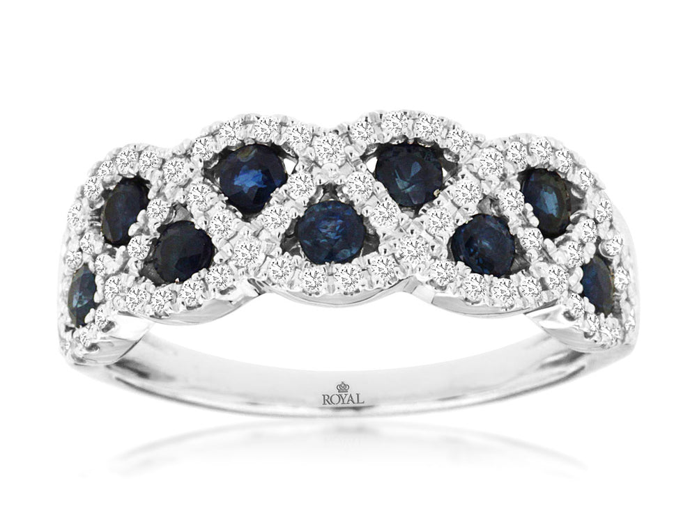 14K White Gold Sapphire & Diamond Fashion Ring by RJM