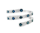 14K White Gold Sapphire & Diamond Spiral Ring by RJM