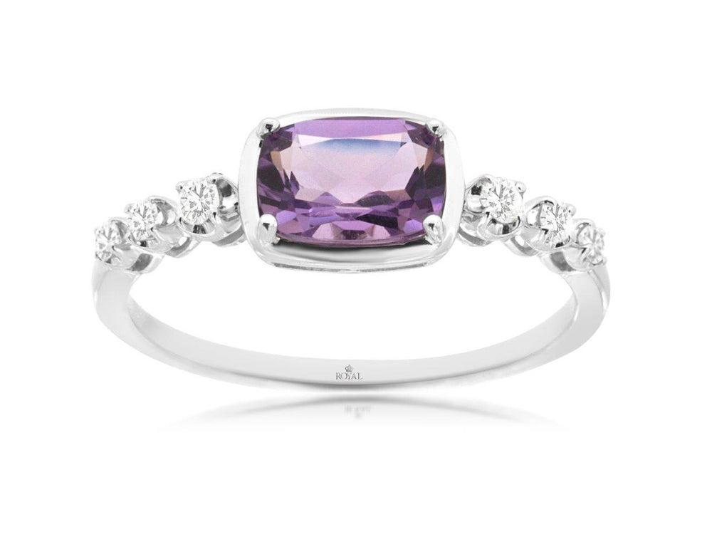 14K White Gold Amethyst & Diamond Ring by RJM
