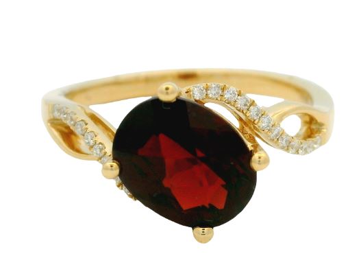 14K Yellow Gold 2.42ct Garnet & 0.07cttw Diamond Ring