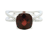 14K White Gold 2.78ct Garnet & 0.18cttw Diamond Ring