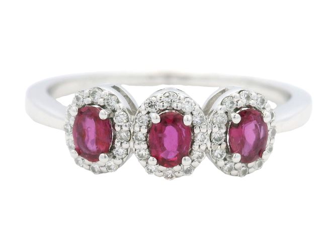 14K White Gold 0.40cttw Ruby & 0.13cttw Diamond Ring