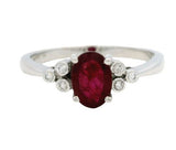 14K White Gold 0.74ct Ruby & 0.06cttw Diamond Ring