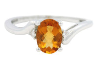 14K White Gold 0.64ct Citrine & 0.014cttw Diamond Ring