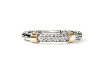 JH Essentials 14K Gold & Silver 0.20cttw Diamond Pave Ring Sz 7 by John Hardy