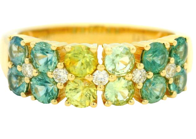 14K Honey Gold 1.44cttw Montana Sapphire Ombre & 0.08cttw Diamond Ring by LeVian
