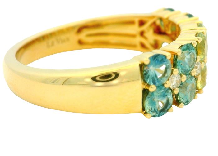14K Honey Gold 1.44cttw Montana Sapphire Ombre & 0.08cttw Diamond Ring by LeVian