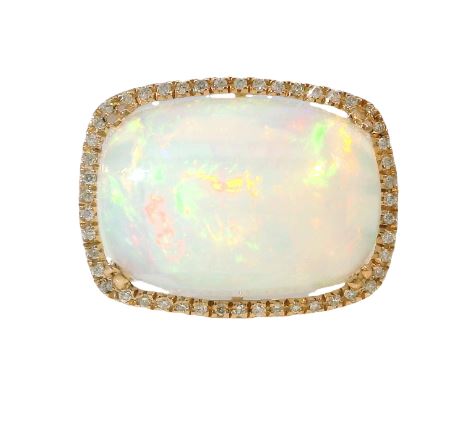 14K Rose Gold 9.25ct Opal & 0.20cttw Diamond Ring by RJM