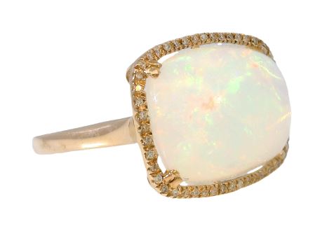 14K Rose Gold 9.25ct Opal & 0.20cttw Diamond Ring by RJM