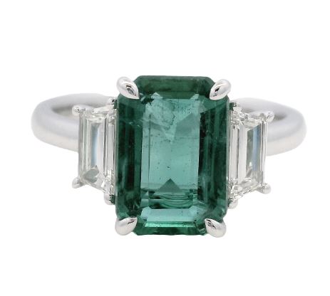 Platinum 3.14ct Emerald & 0.43cttw Diamond Ring