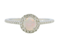 14K White Gold 0.29ct Opal & 0.15cttw Diamond Ring