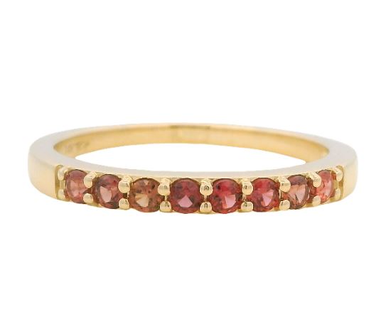 14K Yellow Gold 0.37cttw 2mm Orange Sapphire Band