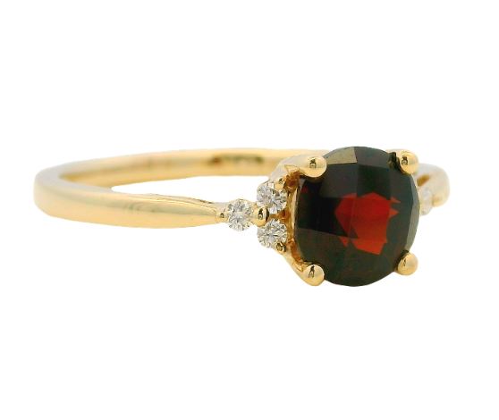 14K Yellow Gold 0.93ct Garnet & 0.06cttw Diamond Ring