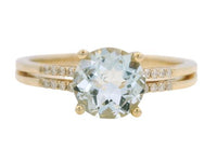 14K Yellow Gold 1.10ct Aquamarine & 0.06cttw Diamond Ring
