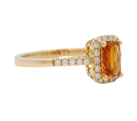 14K Yellow Gold 0.47ct Citrine & 0.14cttw Diamond Ring