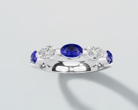 18K White Gold 1.27cttw Sapphire & 0.53cttw VS F-G Diamond Ring