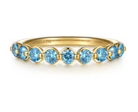 14K Yellow Gold 0.69cttw Swiss Blue Topaz Stackable Ring by Gabriel