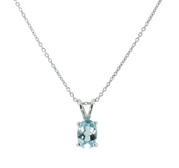Sterling Silver Sky Blue Topaz Pendant Necklace 17"
