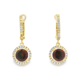 14K Yellow Gold 1.90cttw Garnet & 0.26cttw Diamond Earrings by RJM