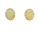 14K Yellow Gold 1.00cttw Opal & 0.60cttw Diamond Earrings by RJM