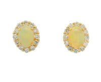 14K Yellow Gold 1.00cttw Opal & 0.60cttw Diamond Earrings by RJM