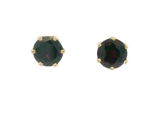 14K Yellow Gold 8mm Rhodolite Garnet Stud Earrings