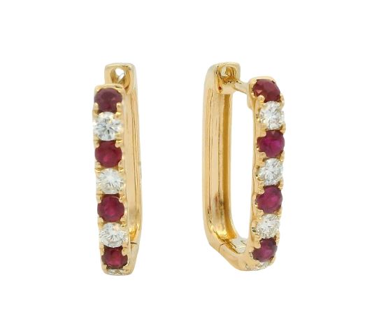 14K Yellow Gold 0.71cttw Ruby & 0.55cttw Diamond Earrings