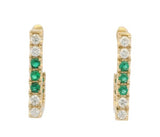 14K Yellow Gold 0.29cttw Emerald & 0.24cttw Diamond Earrings