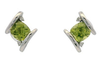 14K White Gold 1.26cttw Peridot & 0.02cttw Diamond Earrings