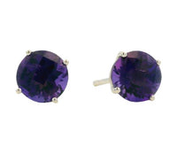 14K White Gold 1.62cttw 6mm Amethyst Stud Earrings