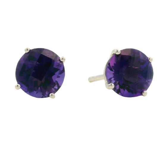 14K White Gold 1.62cttw 6mm Amethyst Stud Earrings