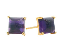 14K Yellow Gold 1.09cttw 5x5mm Amethyst Stud Earrings