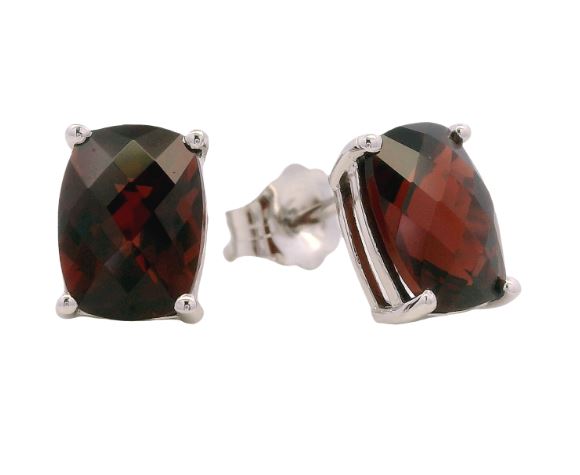 14K White Gold 3.16cttw 6x8mm Garnet Stud Earrings